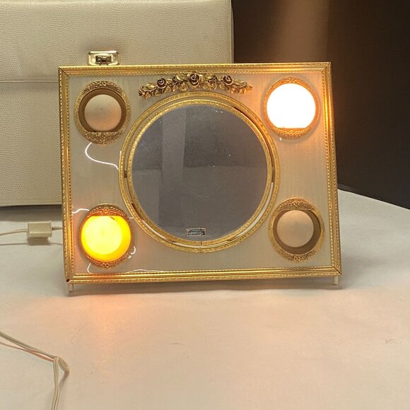Vintage Matson Rose Lighted Makeup Mirror and Case - Picture 2 of 13